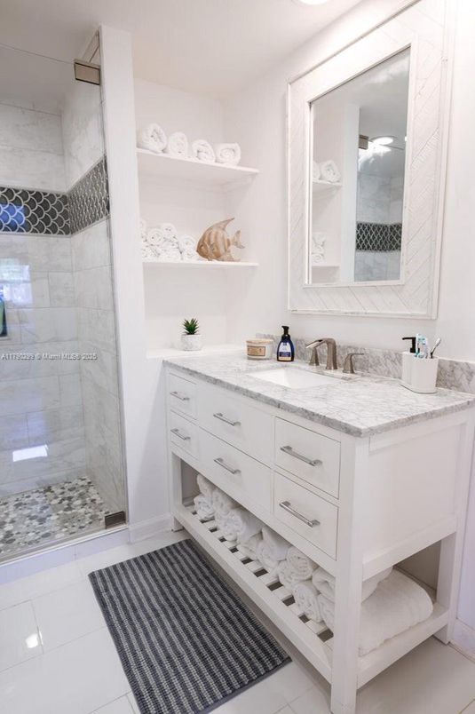 Bathroom, Dual Sink Vanities, Glass Shower, Interior