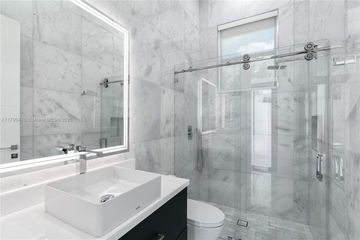 Bathroom, Glass Shower, Interior, Marble Walls