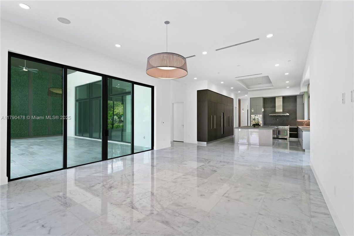 Interior, Kitchen, Marble, Pendant Lights, Recessed Lighting