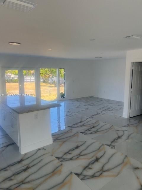 Empty room, Interior, Kitchen, Marble, Recessed Lighting