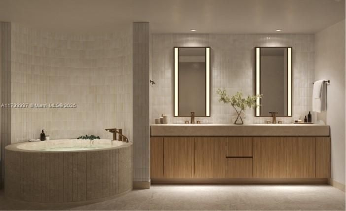 Bathroom, Dual Sink Vanities, Interior, Recessed Lighting
