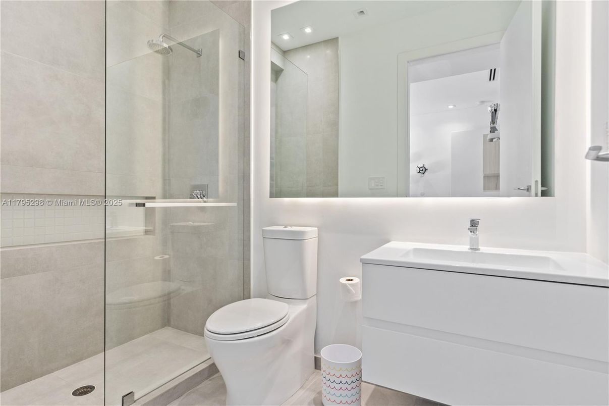 Bathroom, Glass Shower, Interior, Recessed Lighting
