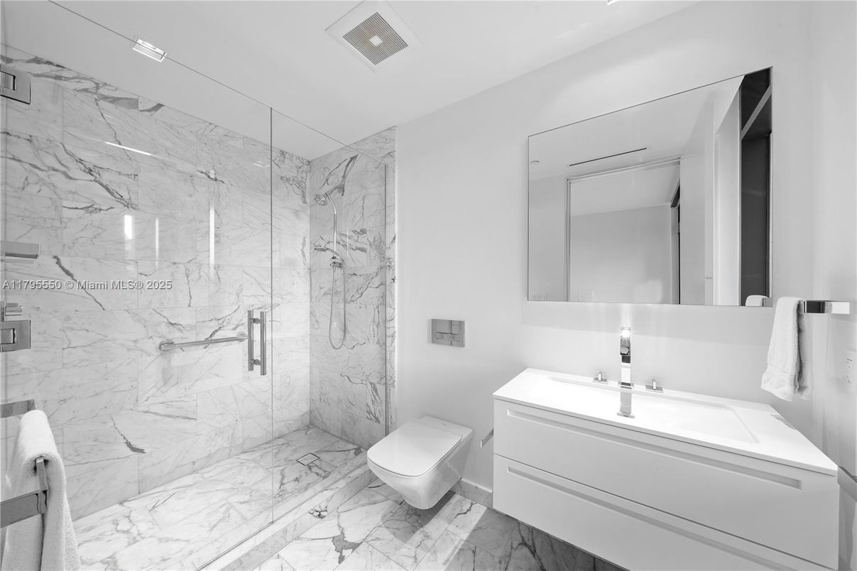 Bathroom, Glass Shower, Interior, Marble, Marble Walls