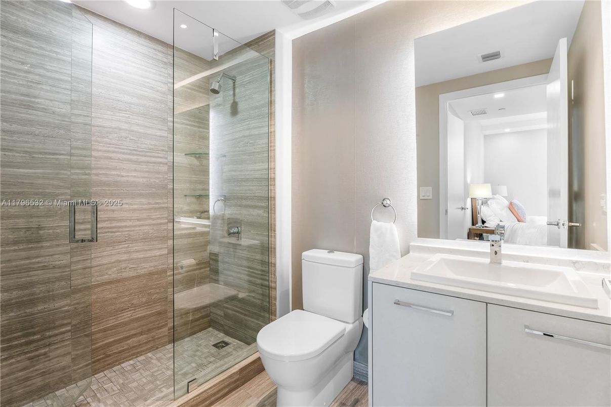 Bathroom, Glass Shower, Interior, Recessed Lighting