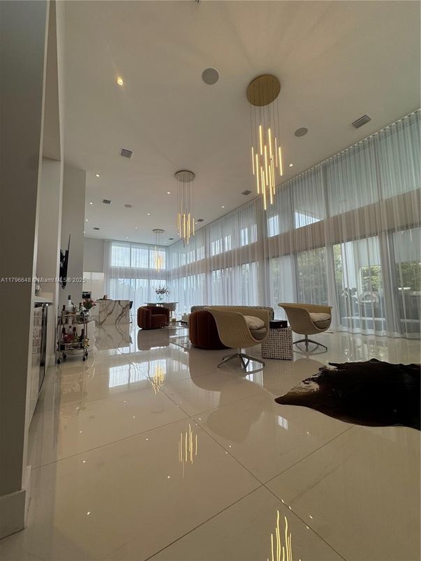Interior, Living room, Marble, Pendant Lights, Recessed Lighting