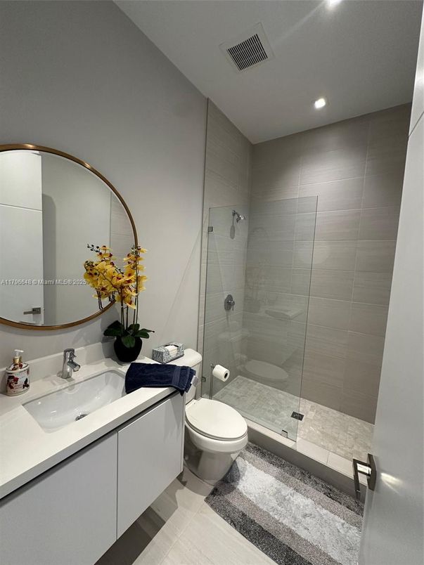 Bathroom, Glass Shower, Interior, Recessed Lighting