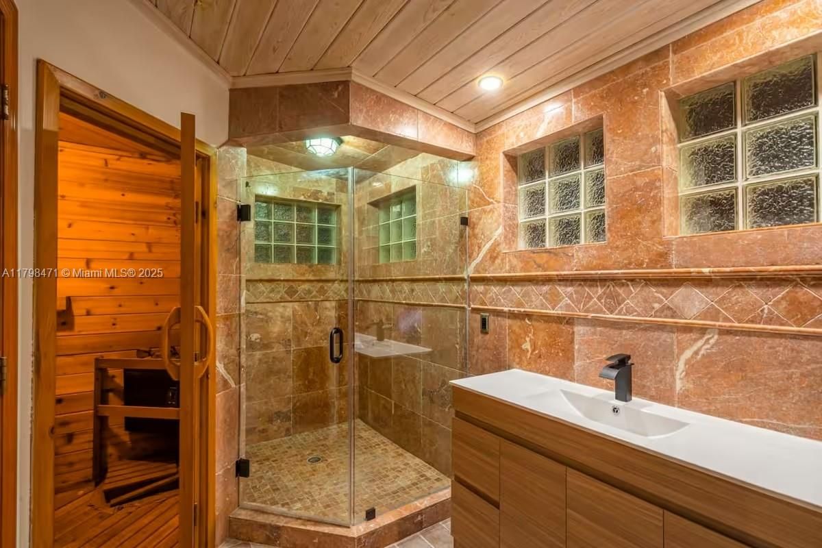 Bathroom, Glass Shower, Interior, Recessed Lighting