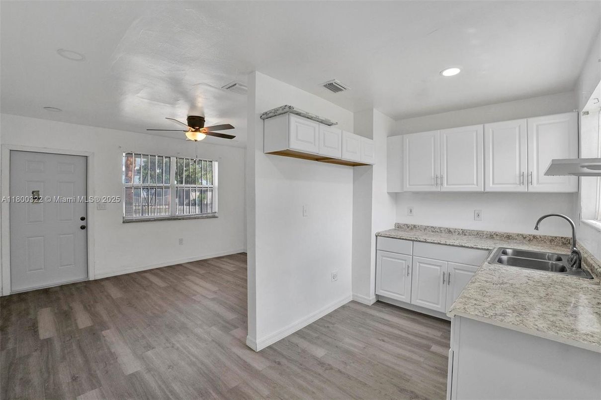 Interior, Kitchen, Recessed Lighting, Wood Texture Flooring
