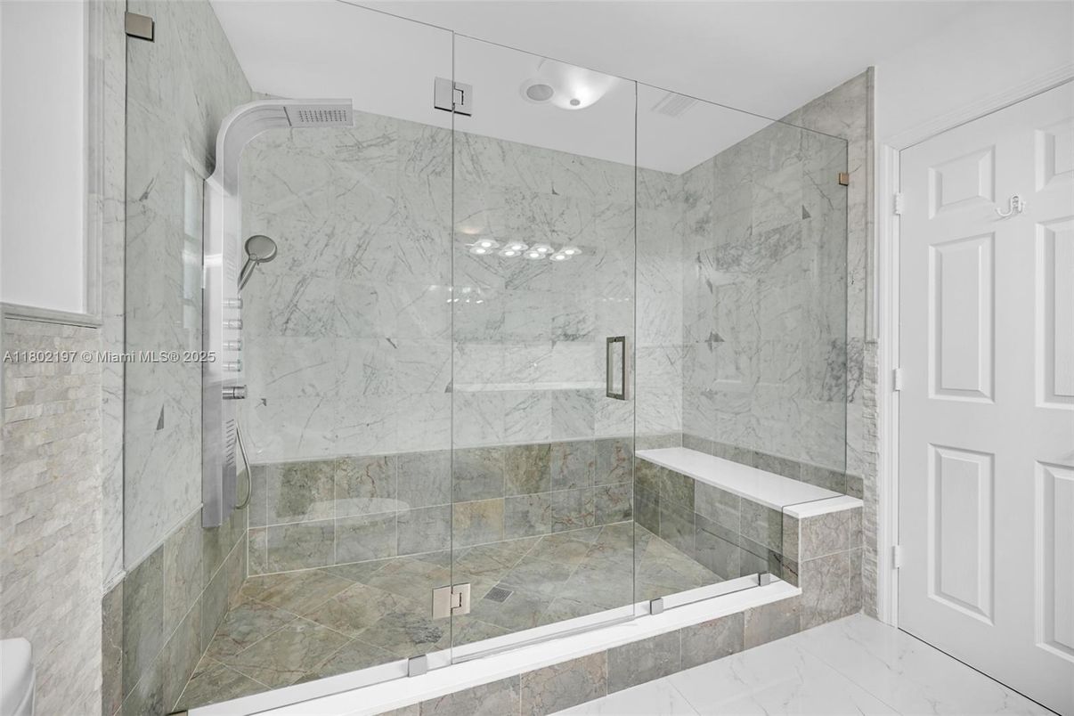 Bathroom, Glass Shower, Interior, Marble Walls
