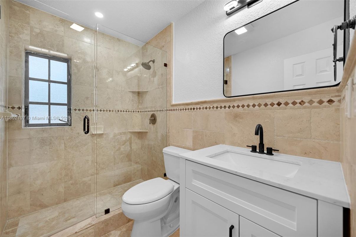 Bathroom, Glass Shower, Interior, Recessed Lighting