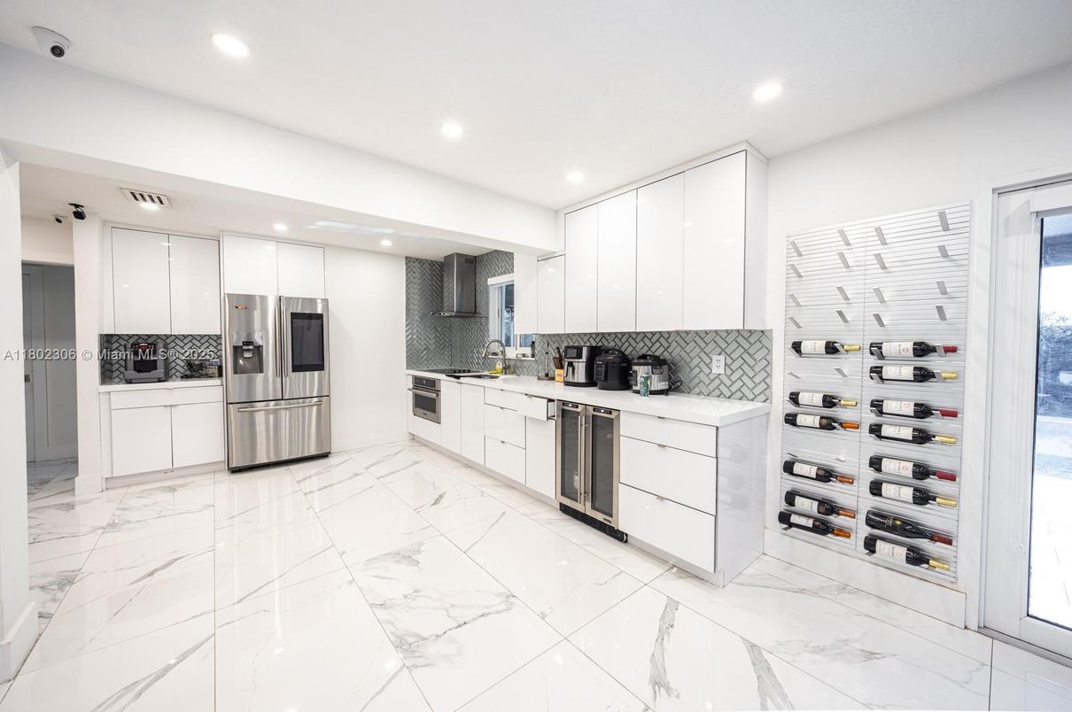 Interior, Kitchen, Marble, Recessed Lighting, Stainless Steel Appliances