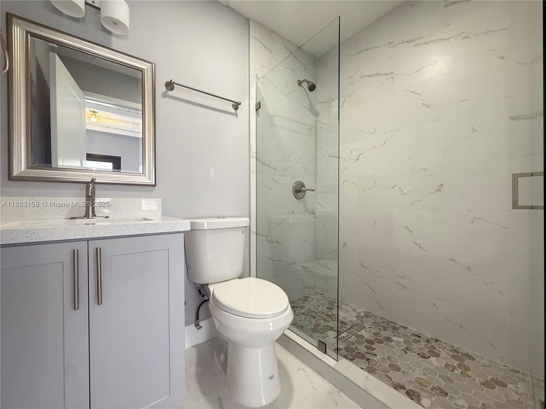 Bathroom, Glass Shower, Interior, Marble Walls