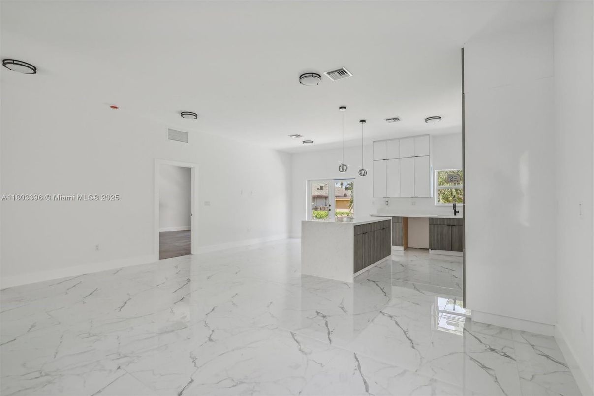 Interior, Kitchen, Marble, Pendant Lights