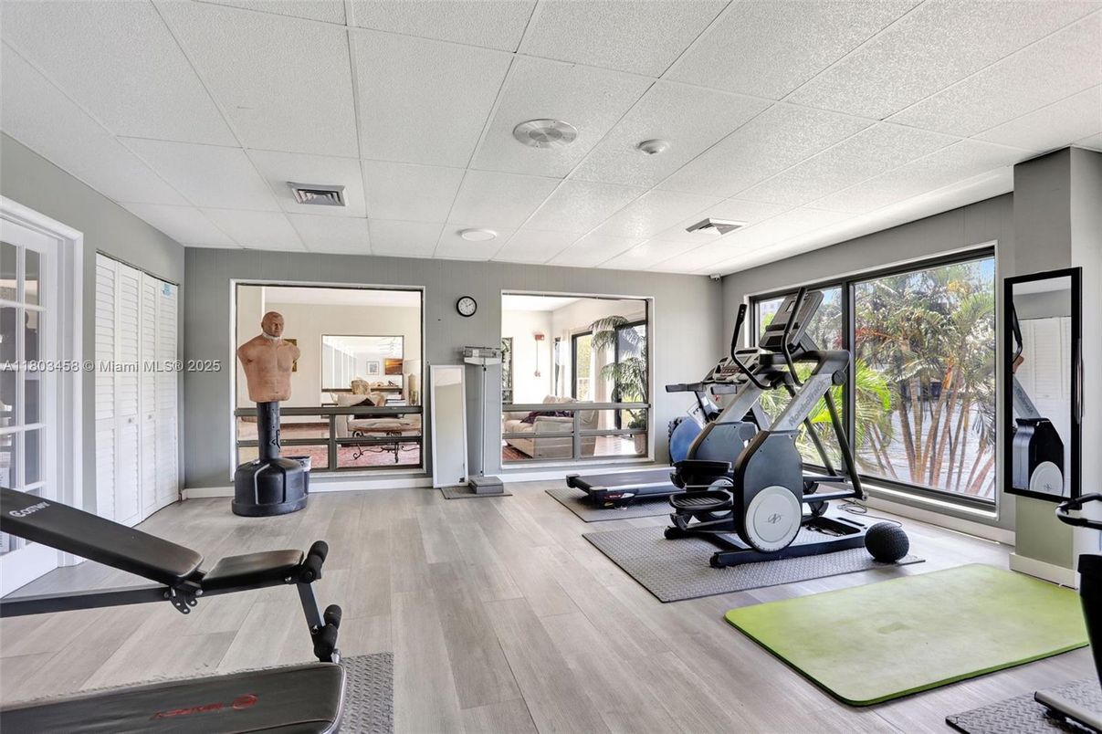 Fitness Equipment, Gym, Interior, Wood Texture Flooring