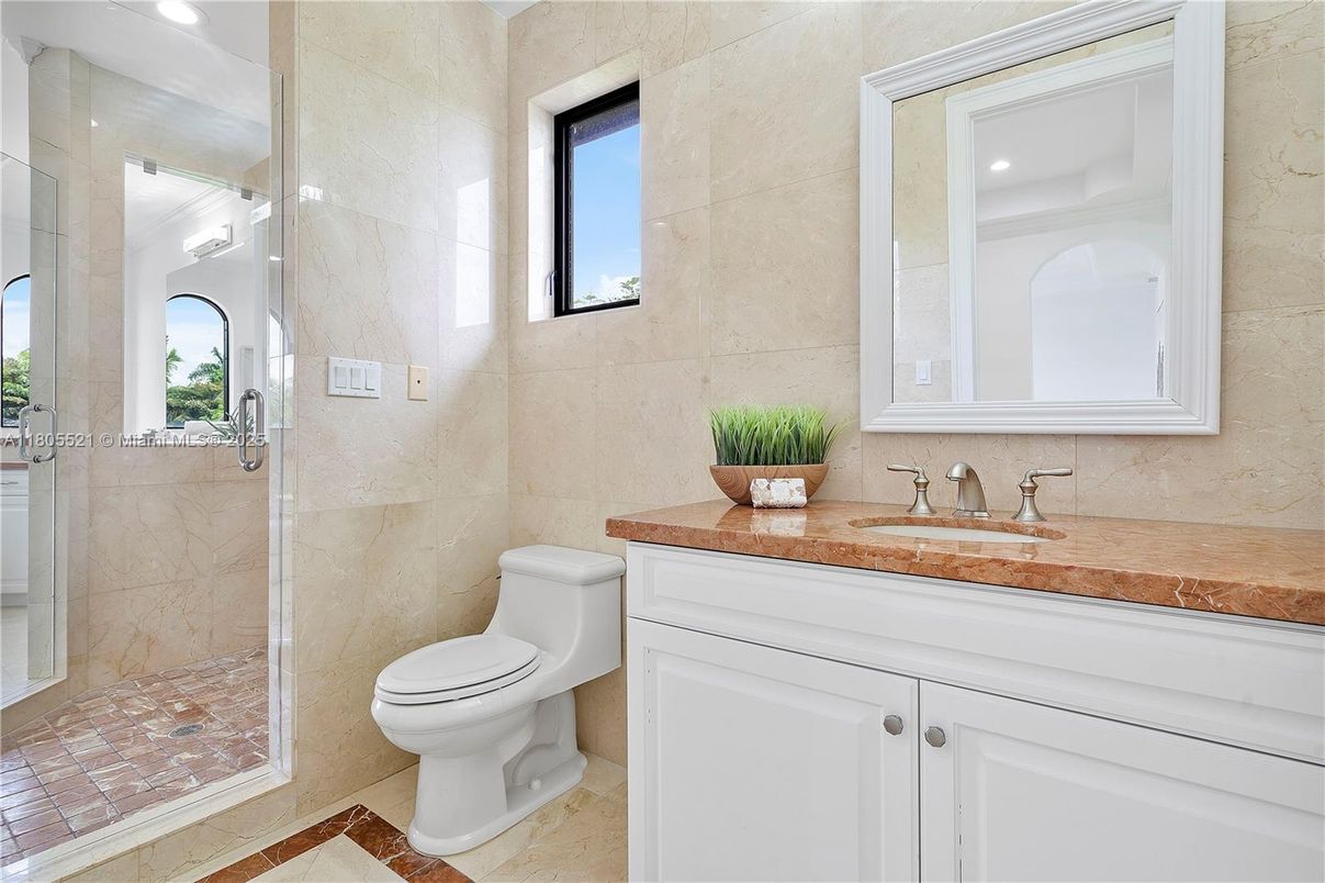 Bathroom, Glass Shower, Interior, Recessed Lighting