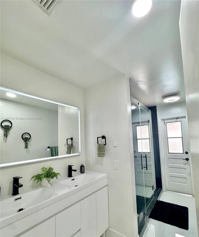 Bathroom, Dual Sink Vanities, Glass Shower, Interior