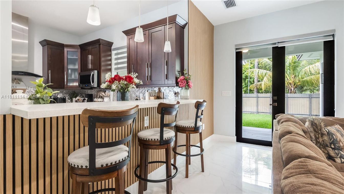 Interior, Kitchen, Marble, Pendant Lights, Stainless Steel Appliances