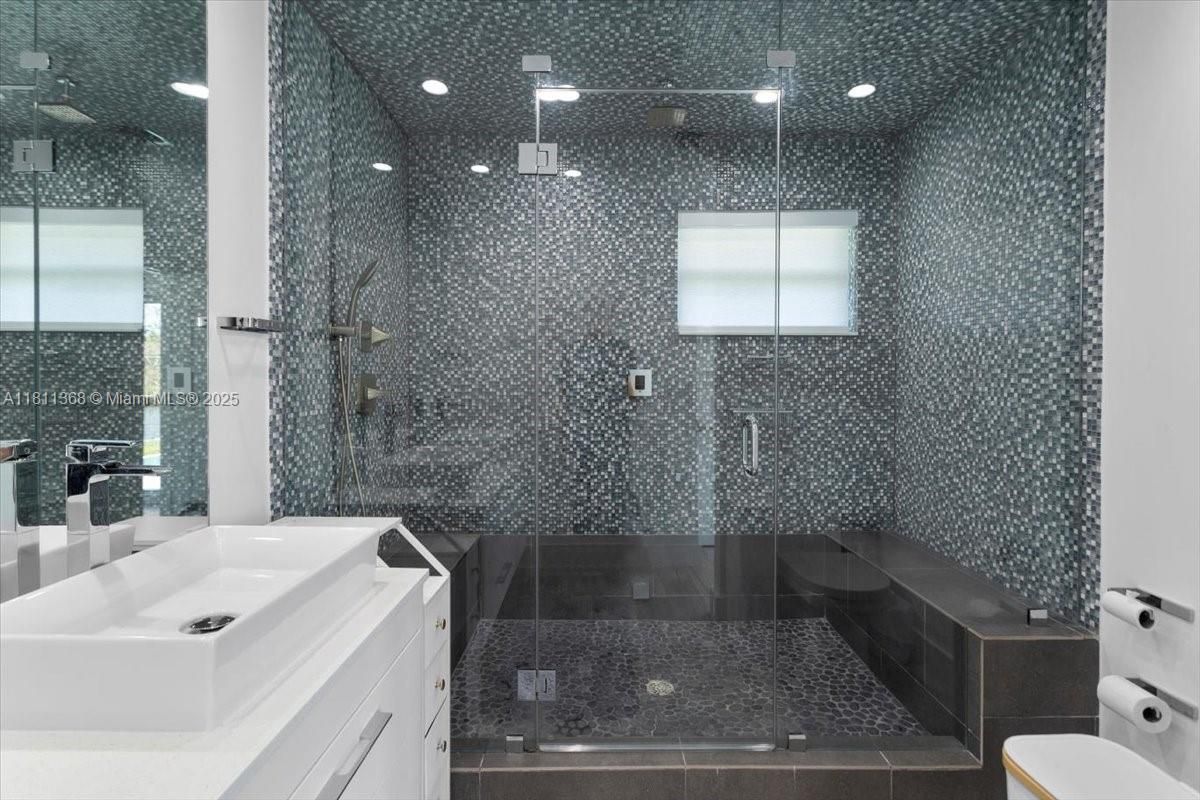 Bathroom, Glass Shower, Interior, Recessed Lighting