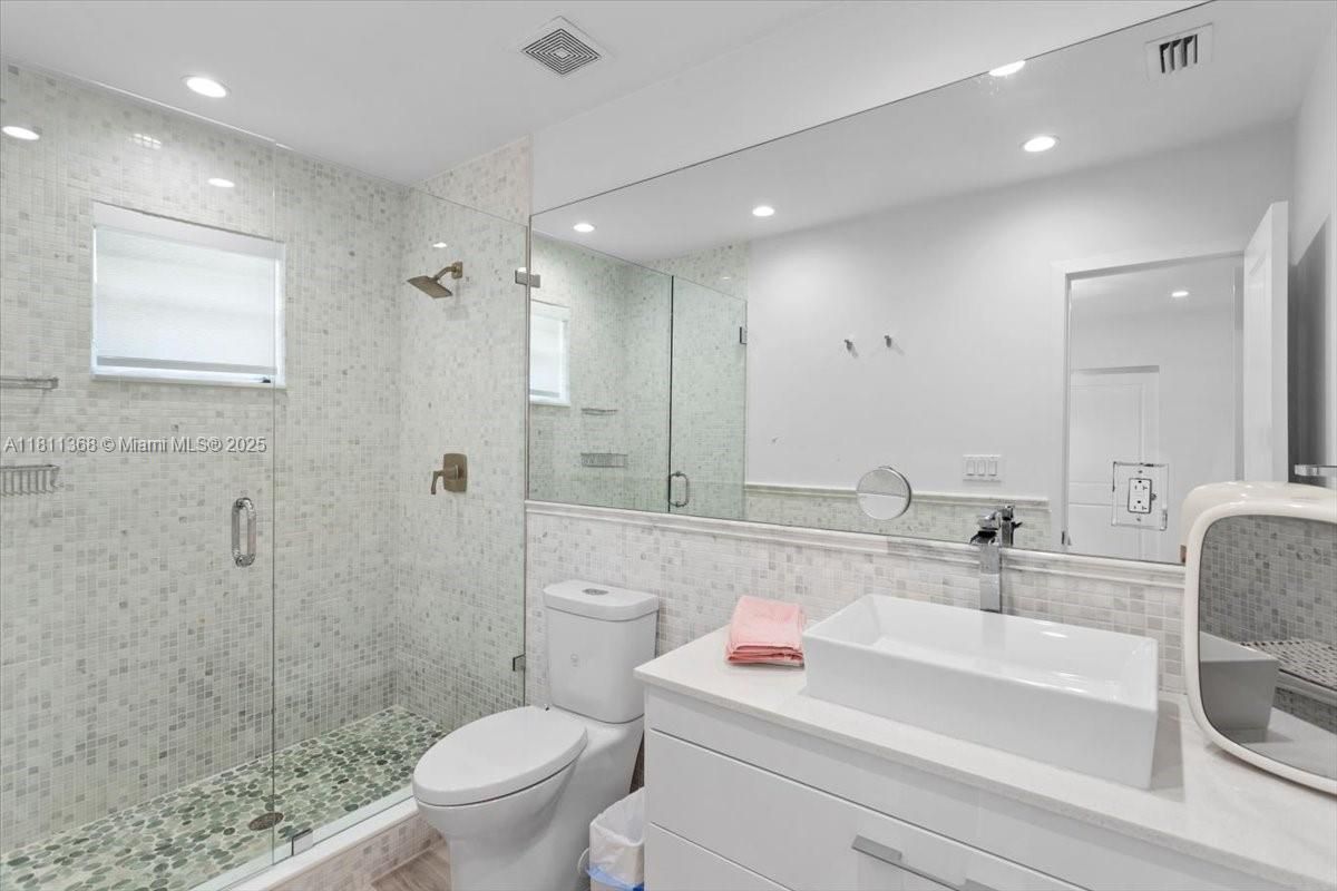 Bathroom, Glass Shower, Interior, Recessed Lighting