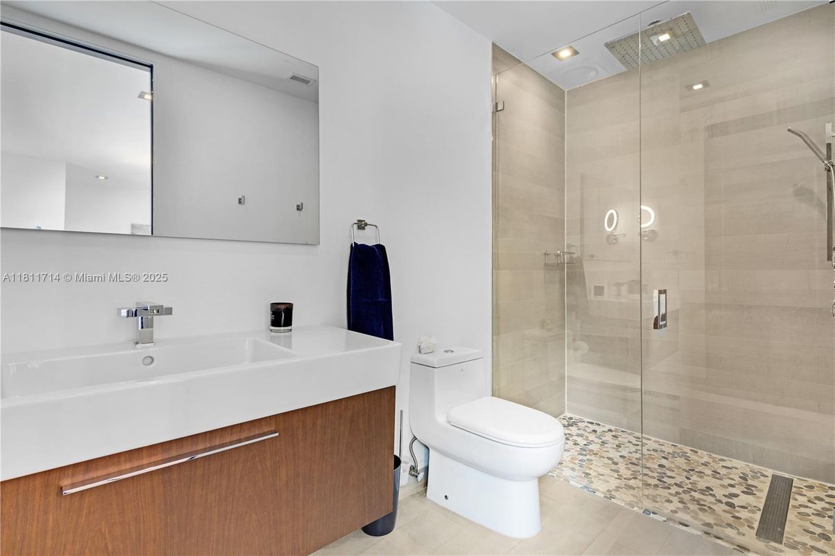 Bathroom, Glass Shower, Interior, Recessed Lighting