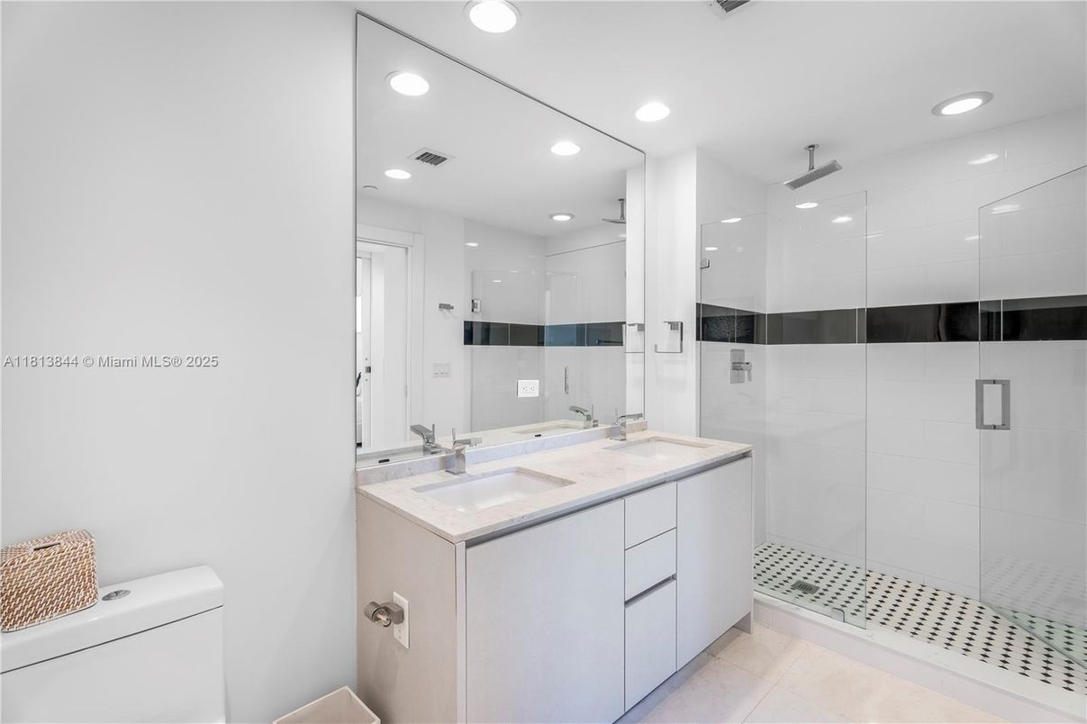 Bathroom, Glass Shower, Interior, Recessed Lighting