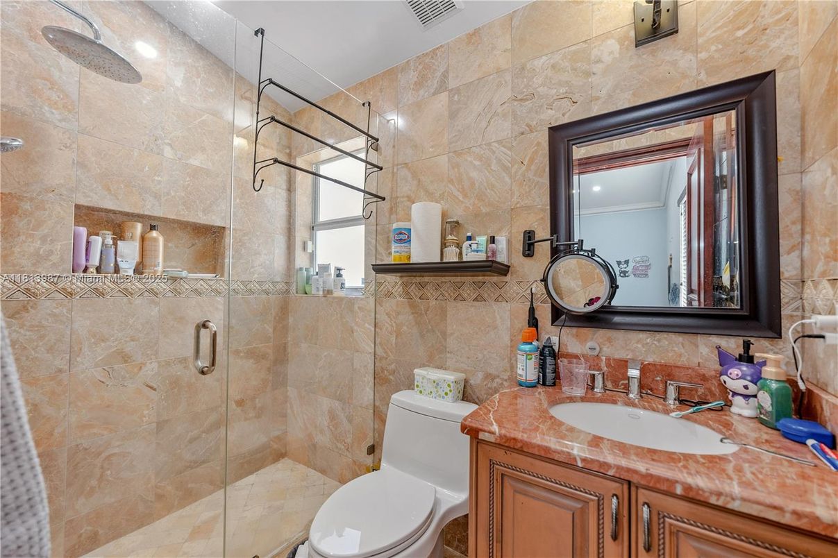 Bathroom, Glass Shower, Interior, Recessed Lighting
