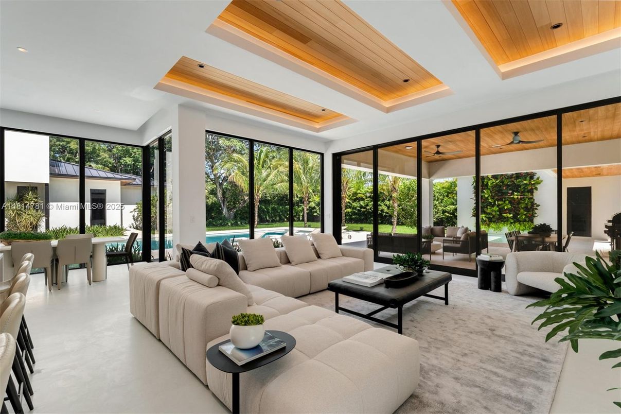 Interior, Living room, Recessed Lighting, Wooden Ceilings