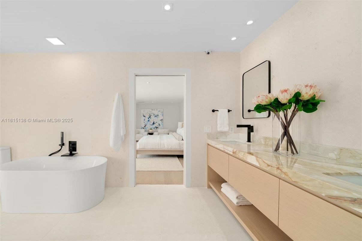 Bathroom, Bedroom, Dual Sink Vanities, Free Standing Baths, Interior, Recessed Lighting