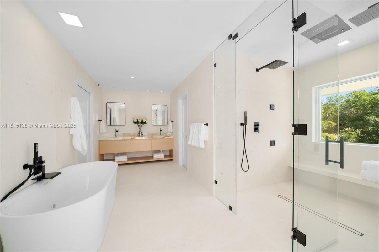 Bathroom, Dual Sink Vanities, Free Standing Baths, Glass Shower, Interior, Recessed Lighting