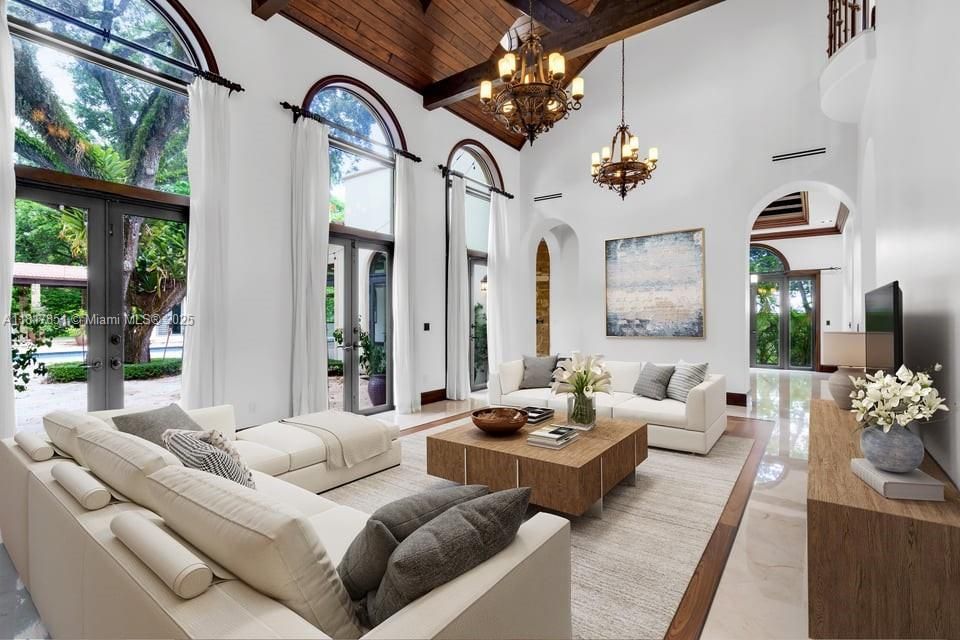 Chandelier, Interior, Living room, Marble, Wooden Beams, Wooden Ceilings