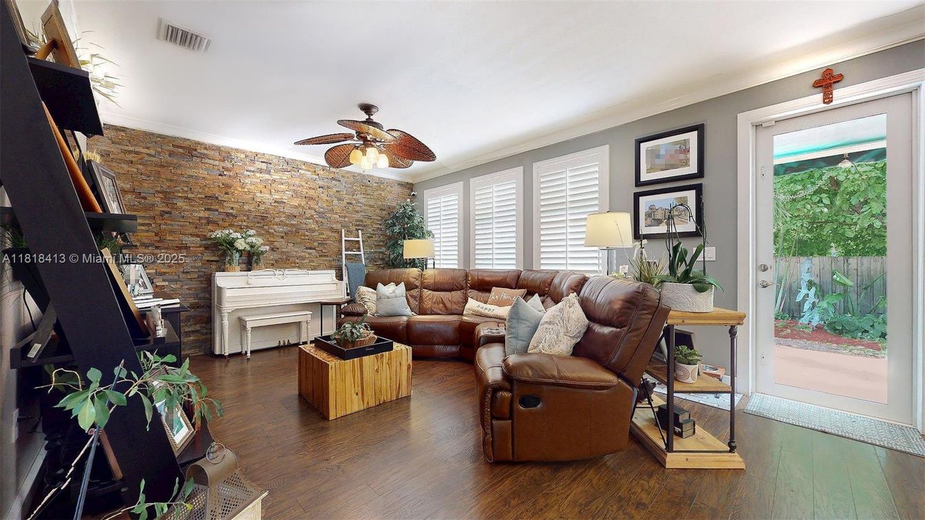 Interior, Living room, Piano, Stone Walls, Wood Texture Flooring