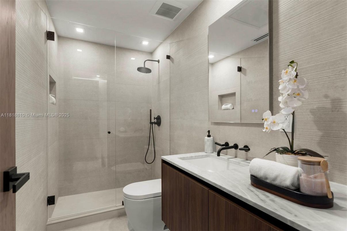 Bathroom, Glass Shower, Interior, Recessed Lighting