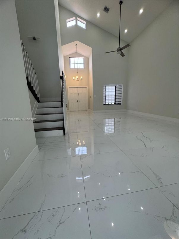 Empty room, Interior, Marble, Pendant Lights, Recessed Lighting