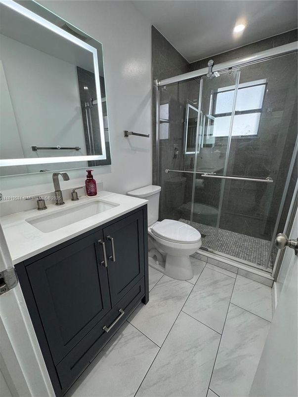 Bathroom, Glass Shower, Interior, Marble, Recessed Lighting