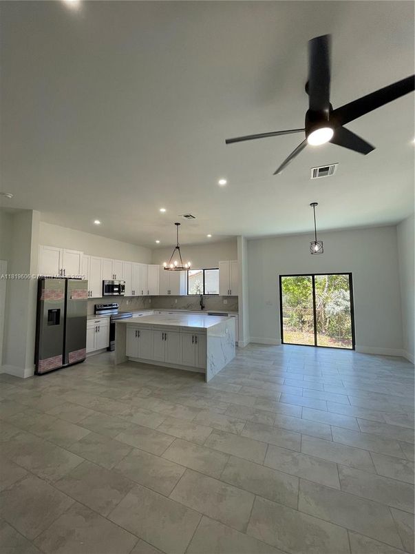 Interior, Kitchen, Pendant Lights, Recessed Lighting, Stainless Steel Appliances