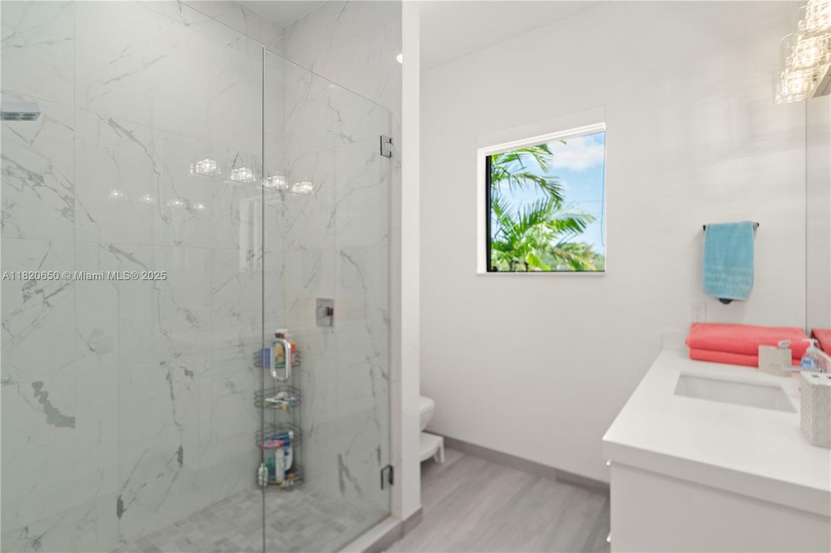 Bathroom, Glass Shower, Interior, Marble Walls