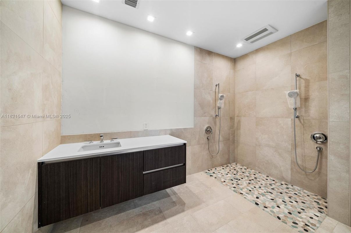 Bathroom, Glass Shower, Interior, Recessed Lighting
