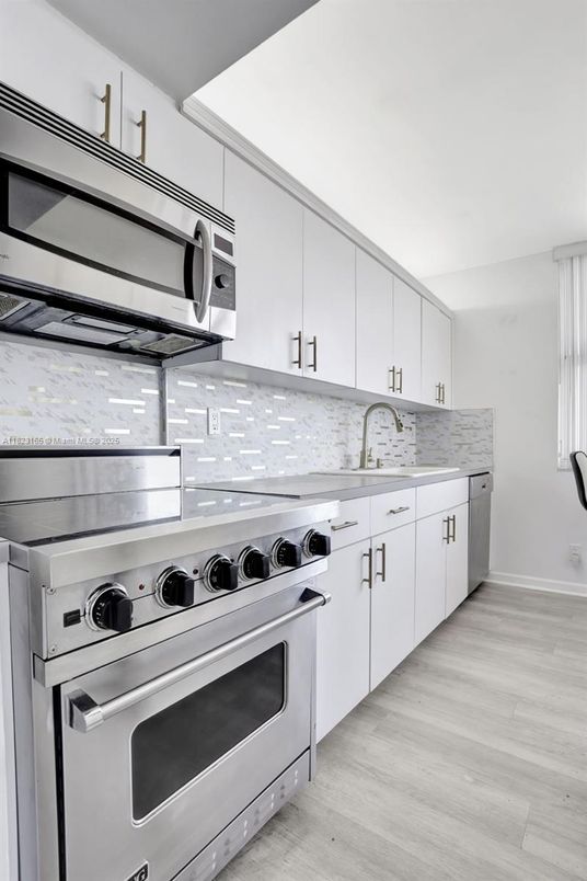 Interior, Kitchen, Stainless Steel Appliances, Wood Texture Flooring