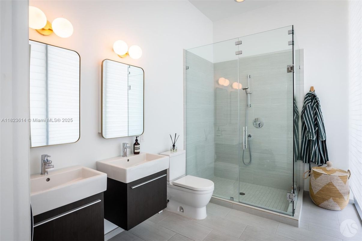 Bathroom, Dual Sink Vanities, Glass Shower, Interior