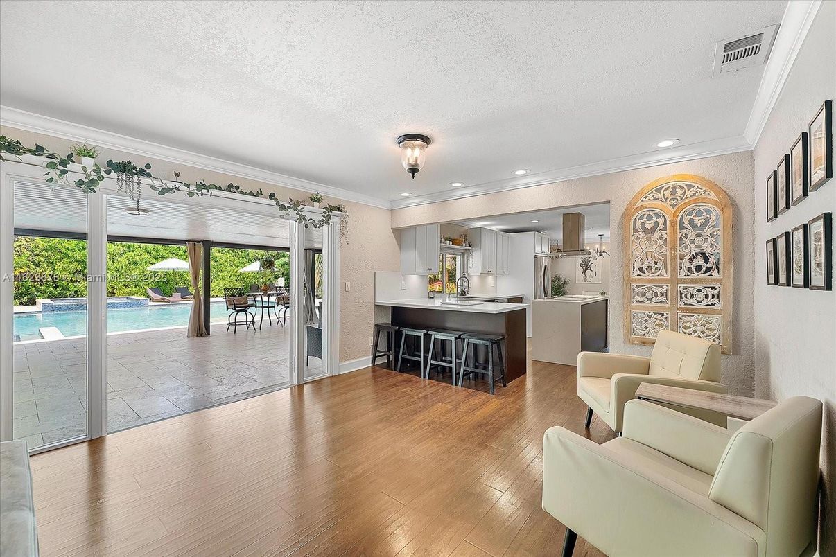 Interior, Kitchen, Recessed Lighting, Wood Texture Flooring