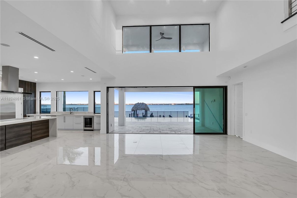 Interior, Kitchen, Marble, Recessed Lighting, Stainless Steel Appliances, Water