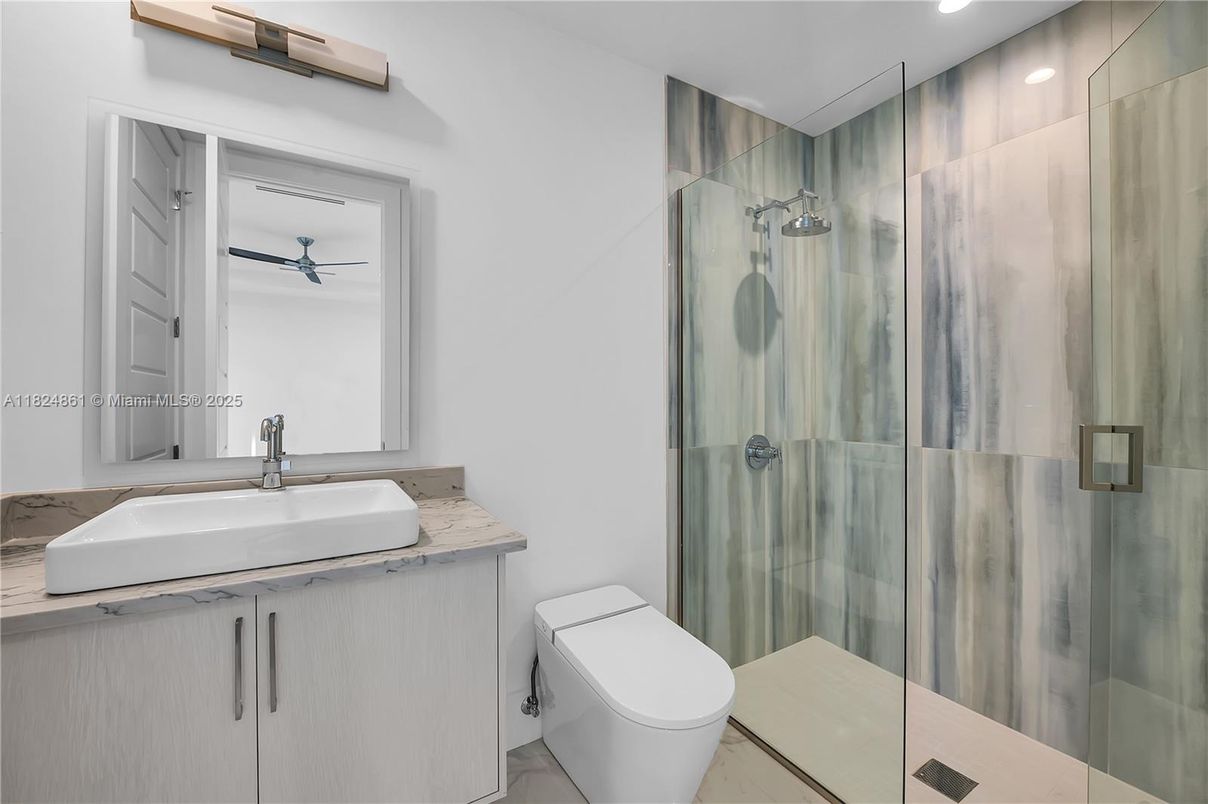 Bathroom, Glass Shower, Interior, Recessed Lighting