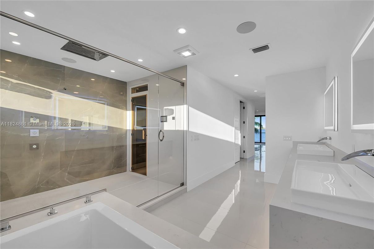 Bathroom, Glass Shower, Interior, Recessed Lighting