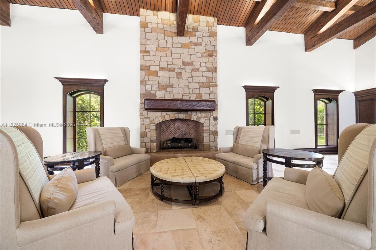 Fireplace, Interior, Living room, Stone Walls, Wooden Beams