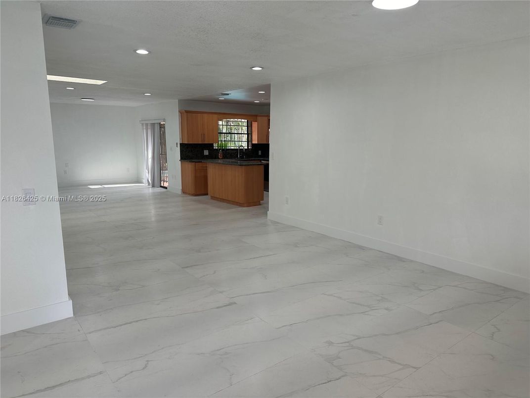 Empty room, Interior, Kitchen, Marble, Recessed Lighting