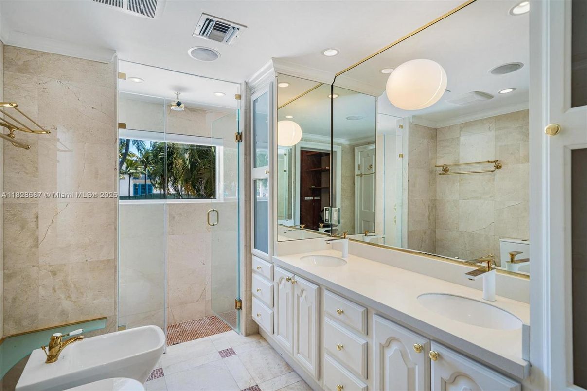 Bathroom, Dual Sink Vanities, Glass Shower, Interior, Recessed Lighting