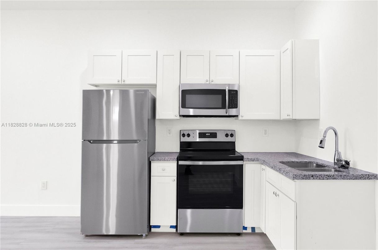 Interior, Kitchen, Stainless Steel Appliances, Wood Texture Flooring