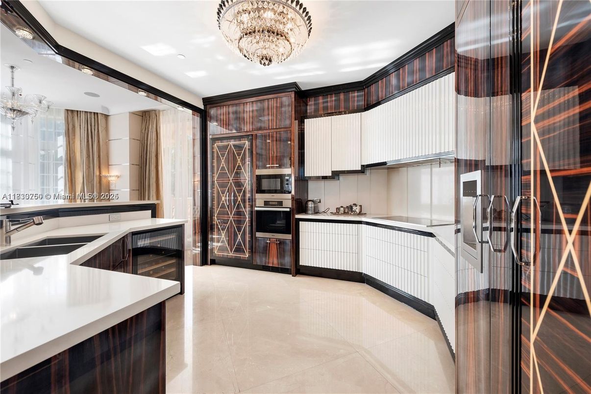 Chandelier, Interior, Kitchen, Stainless Steel Appliances
