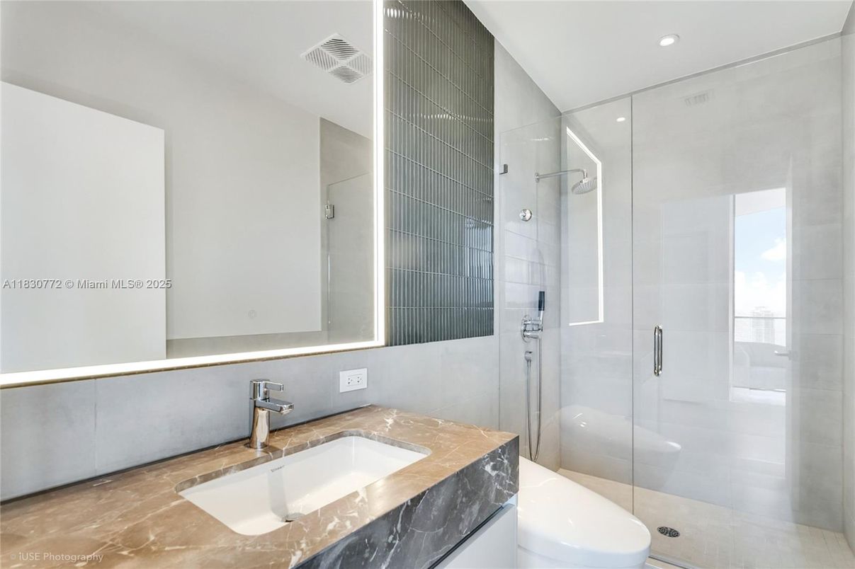 Bathroom, Glass Shower, Interior, Recessed Lighting