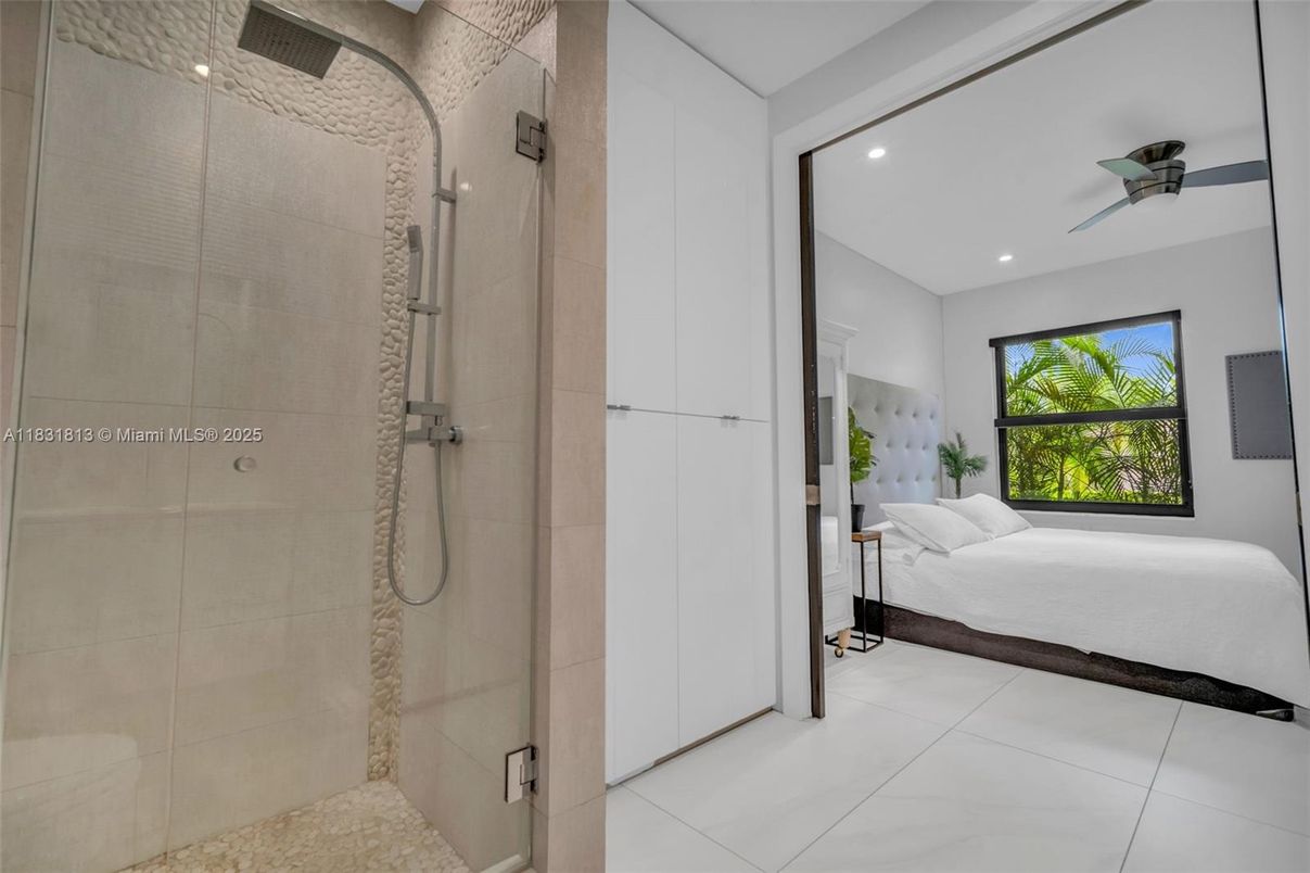 Bathroom, Glass Shower, Interior, Recessed Lighting